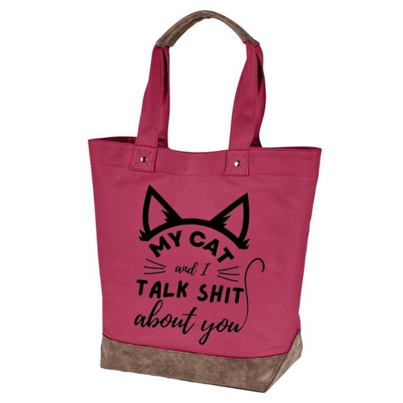 My cat and I quality canvas tote bag by Authentic pigment - Picture 1 of 5